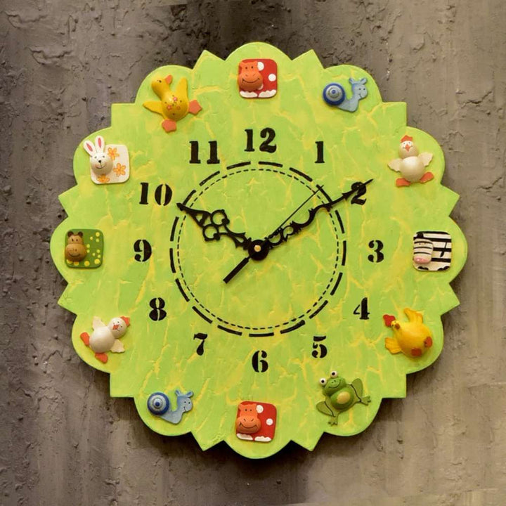 Hand painted Animal Wall Clock- Lime