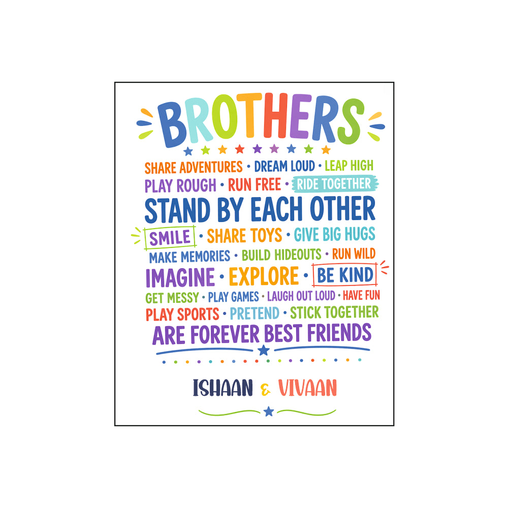 Birth Statistics Frame - Brothers Forever