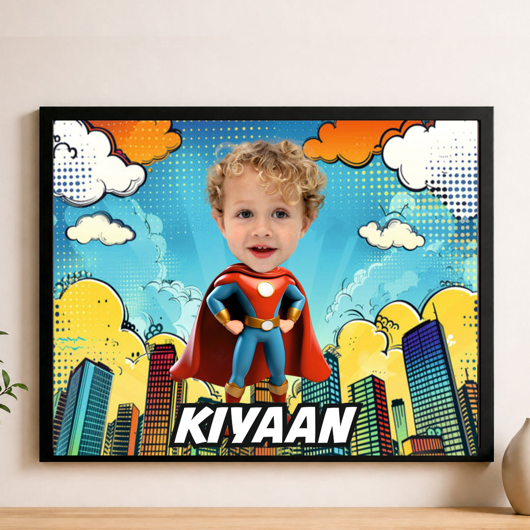 Birth Statistics Frame - Skyline Superhero