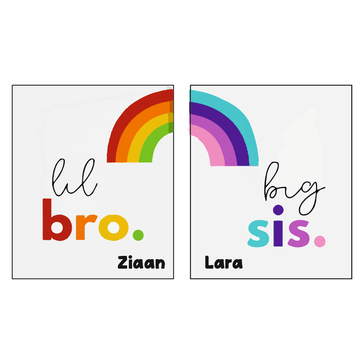 Birth Statistics Frame - Sibling Rainbow