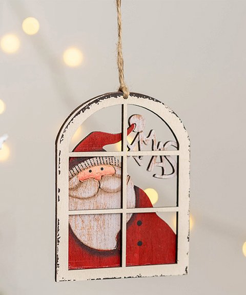 Babble Wrap Holiday Timber Ornament- Santa By The Window