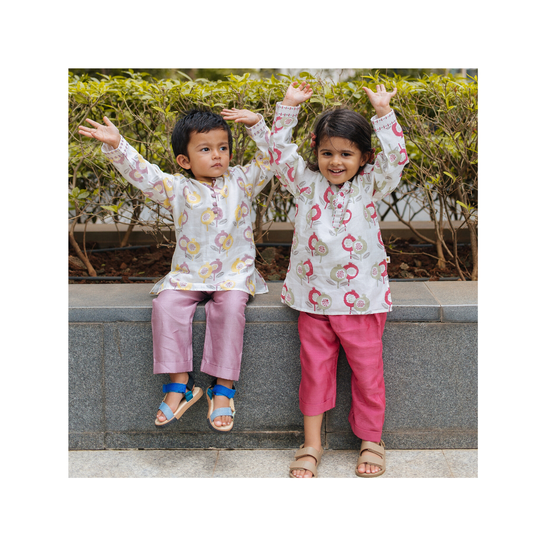 Chanderi Kurta Pyjama Set | Hand-Block Printed