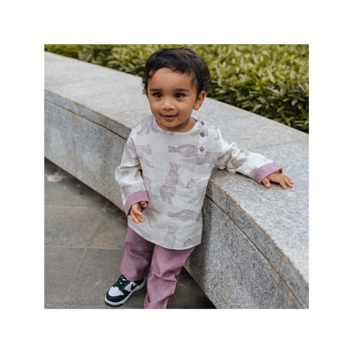 Chanderi Kurta Pyjama Set | Hand-Block Printed