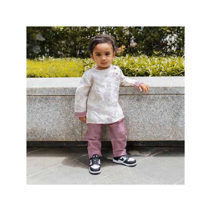 Chanderi Kurta Pyjama Set | Hand-Block Printed