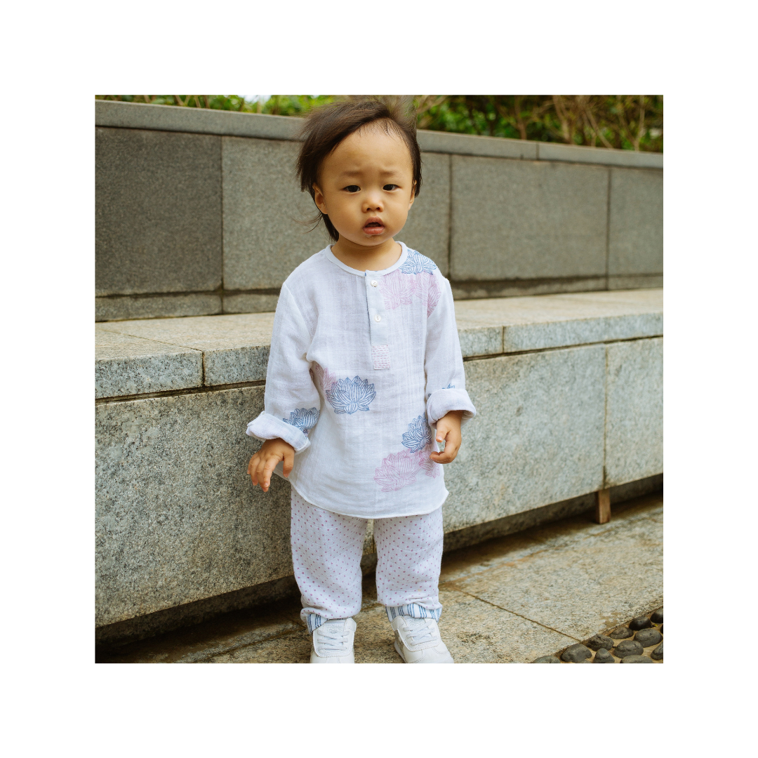 Organic Muslin Kurta Pyjama Set | Hand-Block Printed