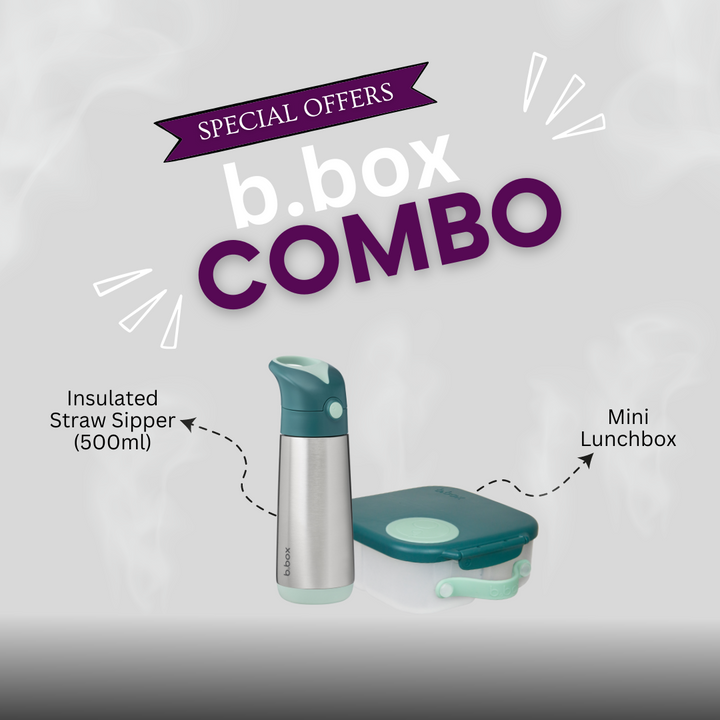 B.Box Golden Ager Combo - Insulated Straw Sipper 500ml & Mini LunchBox Emerald Green