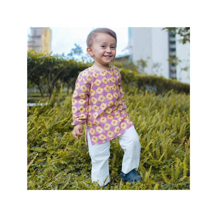 Chanderi Kurta Pyjama Set | Hand-Block Printed