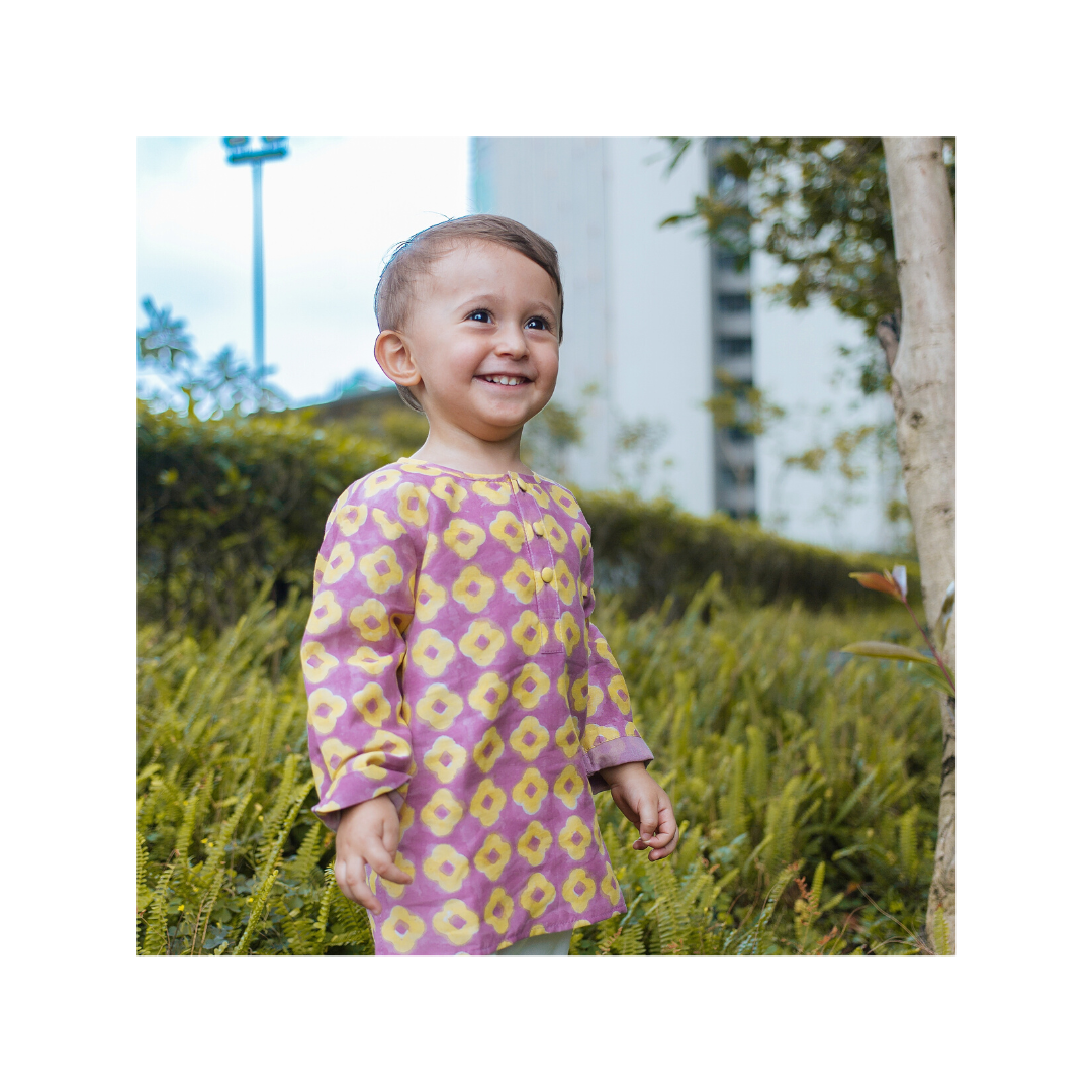 Chanderi Kurta Pyjama Set | Hand-Block Printed