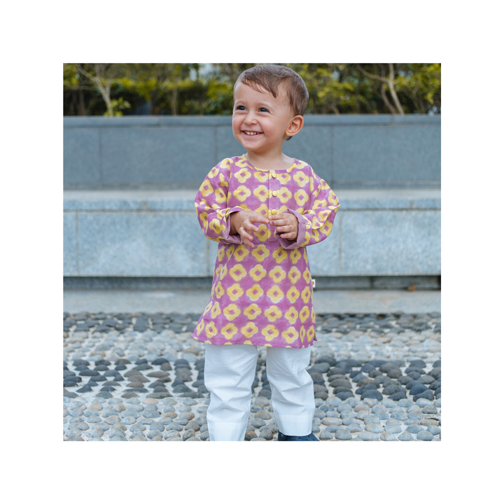 Chanderi Kurta Pyjama Set | Hand-Block Printed