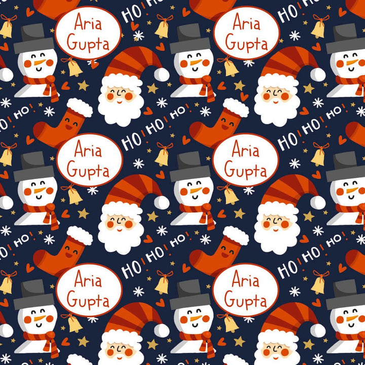 Personalised Gift Wrapping Paper - Santa and Snowman