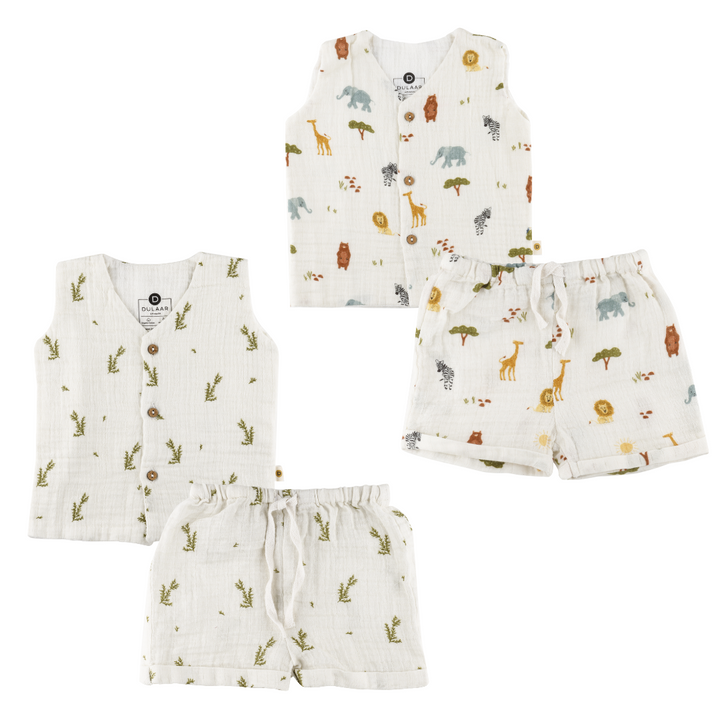 Organic Muslin Vest & Shorts Set (Set of 2)