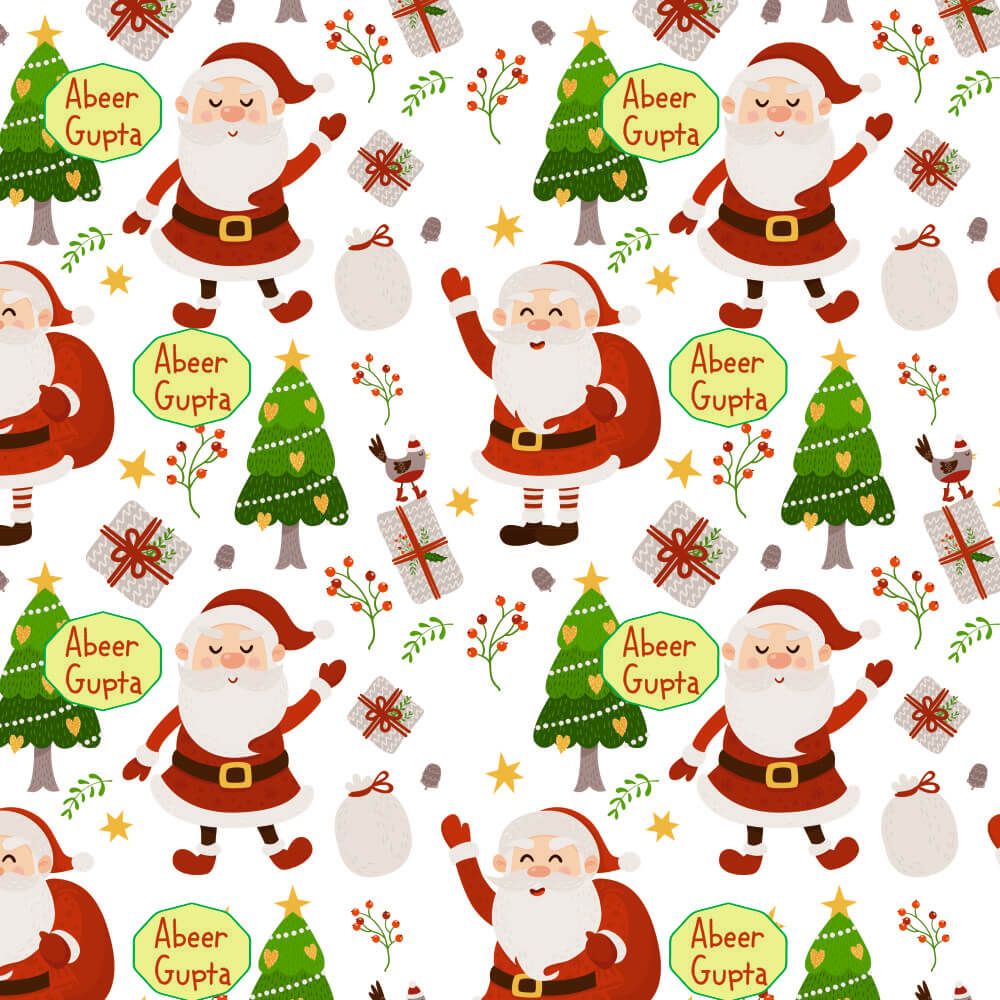 Personalised Gift Wrapping Paper - Santa And A Tree