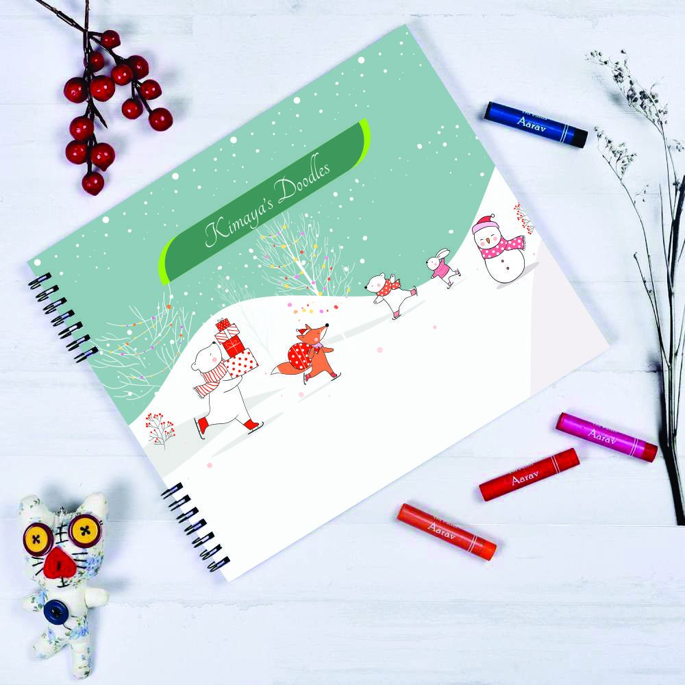 Christmas Doodle Book With Crayons - Dashing Through The Snow