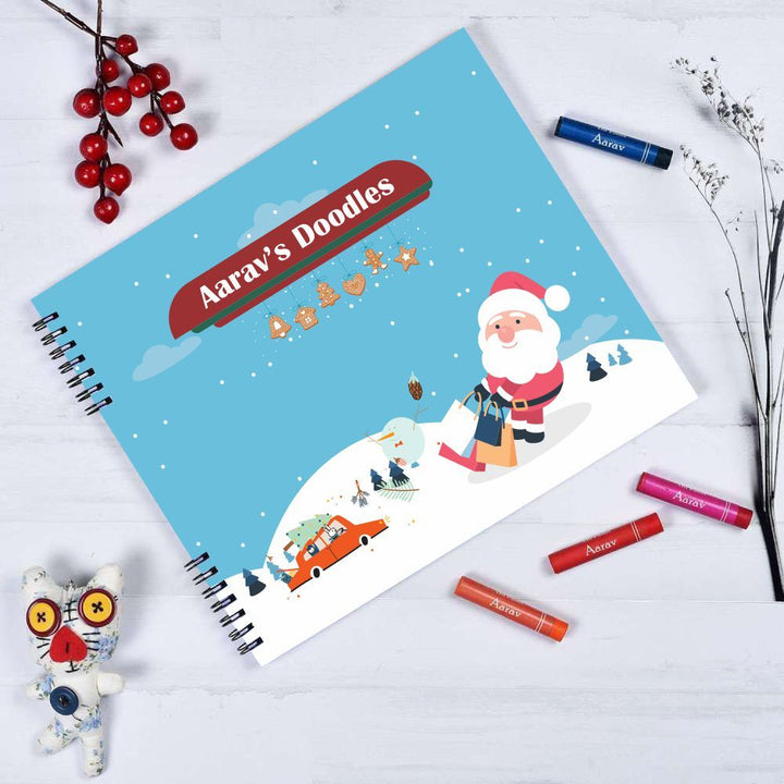 Christmas Doodle Book With Crayons - Santa Shopping