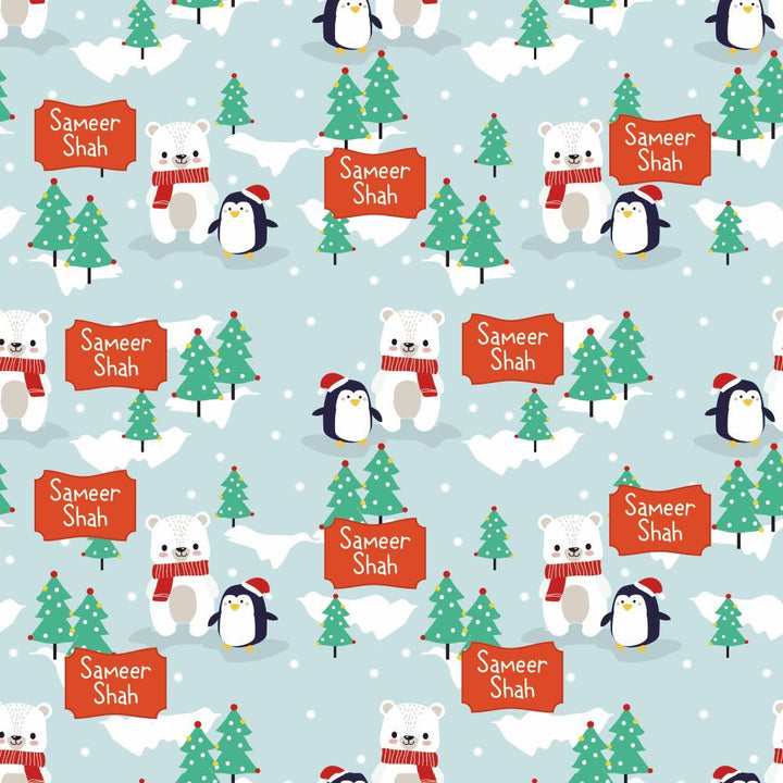 Personalised Gift Wrapping Paper - Snowman And Penguin