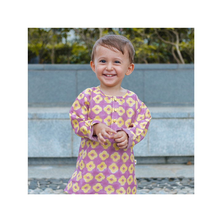 Chanderi Kurta Pyjama Set | Hand-Block Printed