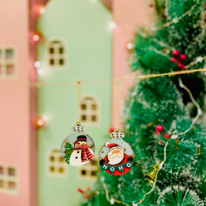 Wooden Ho Ho Ho Ornament - Snowman