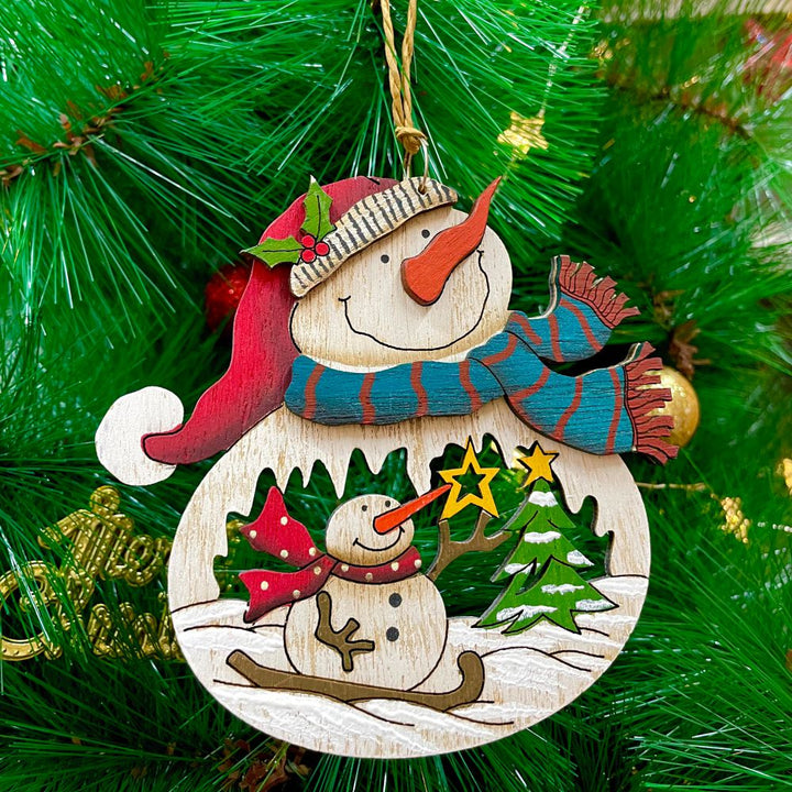 Babble Wrap Wooden Sleigh Ornament - Snowman