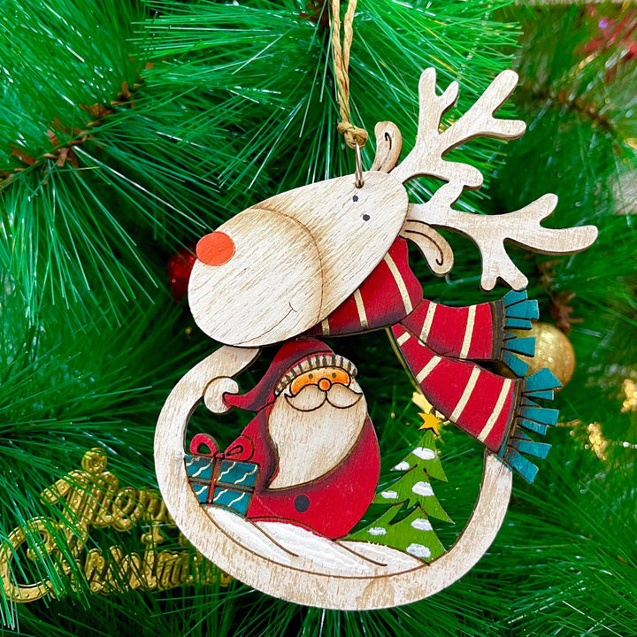 Babble Wrap Rustic Rudolph Ornament - Santa