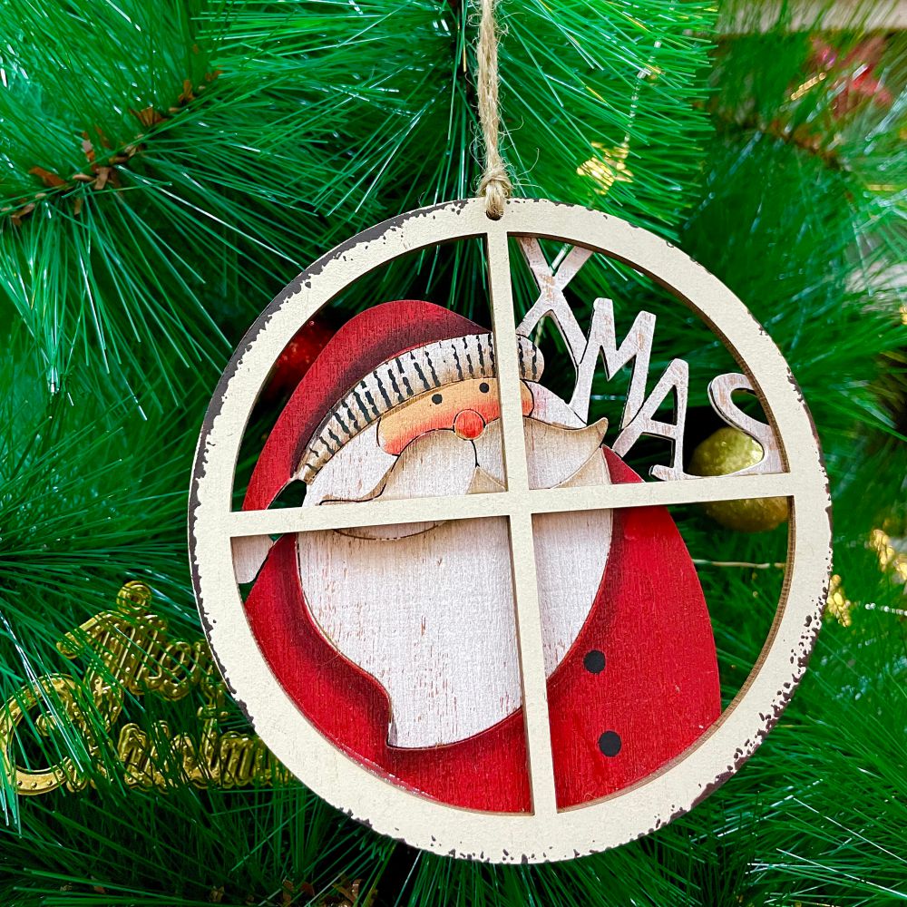 Babble Wrap Peek-a-Boo Ornament- Santa By The Window