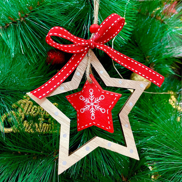 Wooden Star With A Bow Ornament
