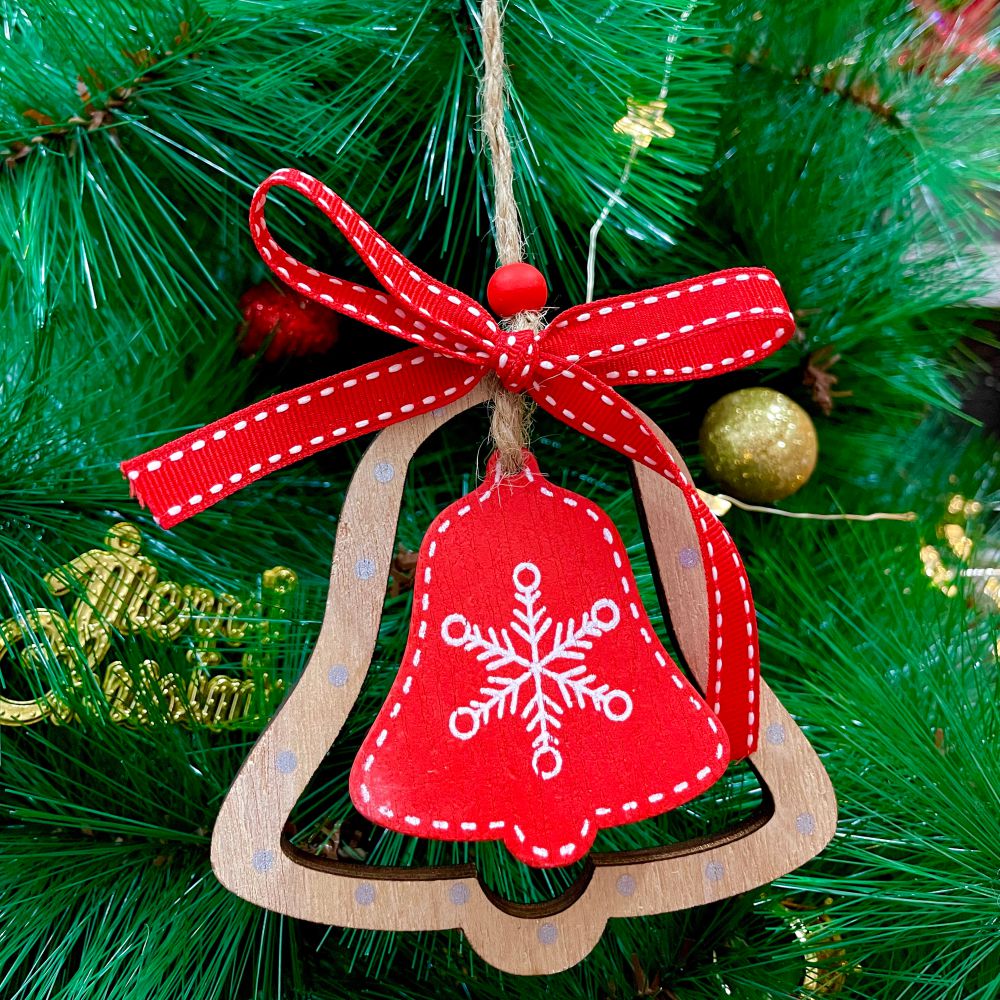 Wooden Bell With A Bow Ornament