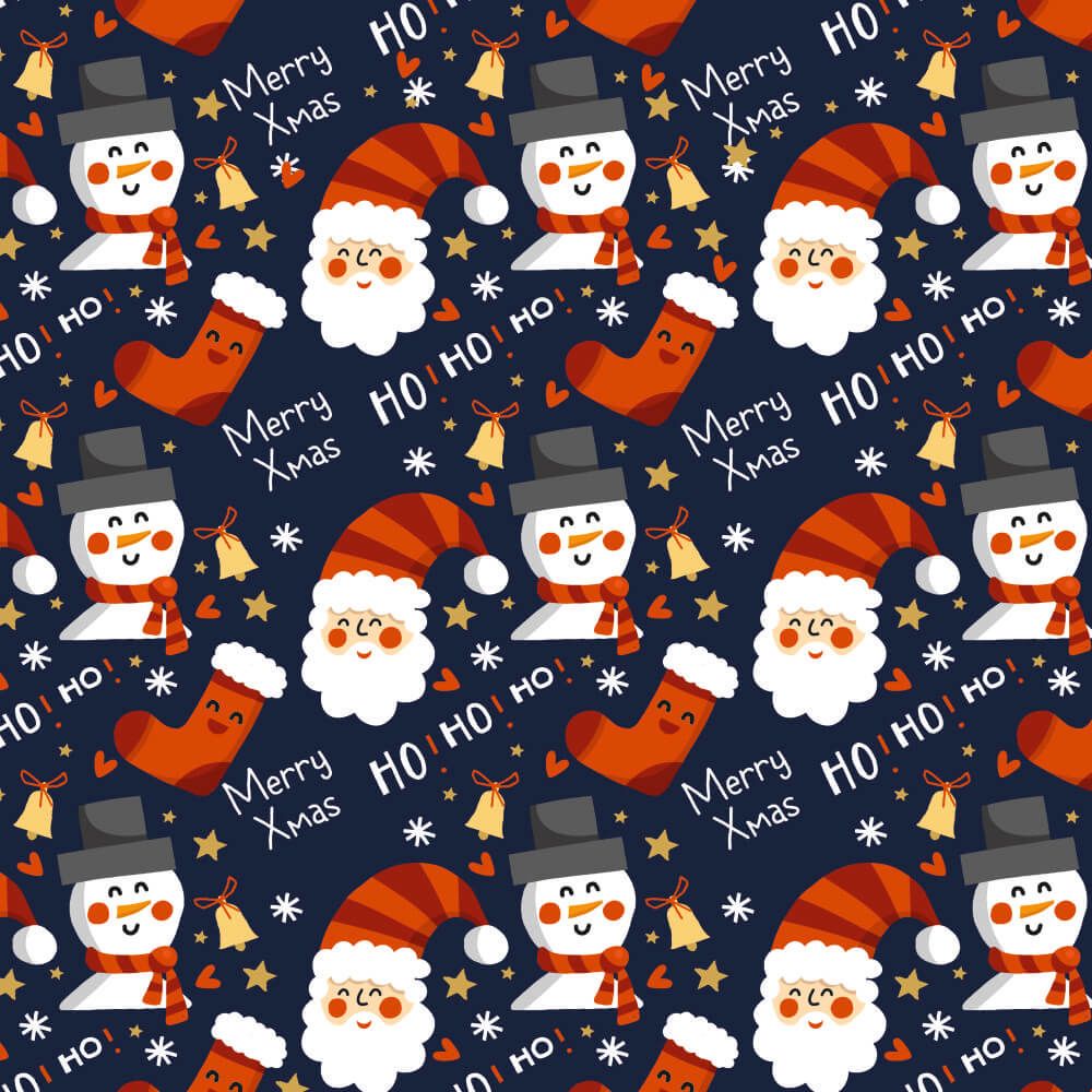 Personalised Gift Wrapping Paper - Santa and Snowman