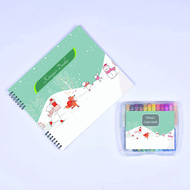 Christmas Doodle Book With Crayons - Dashing Through The Snow