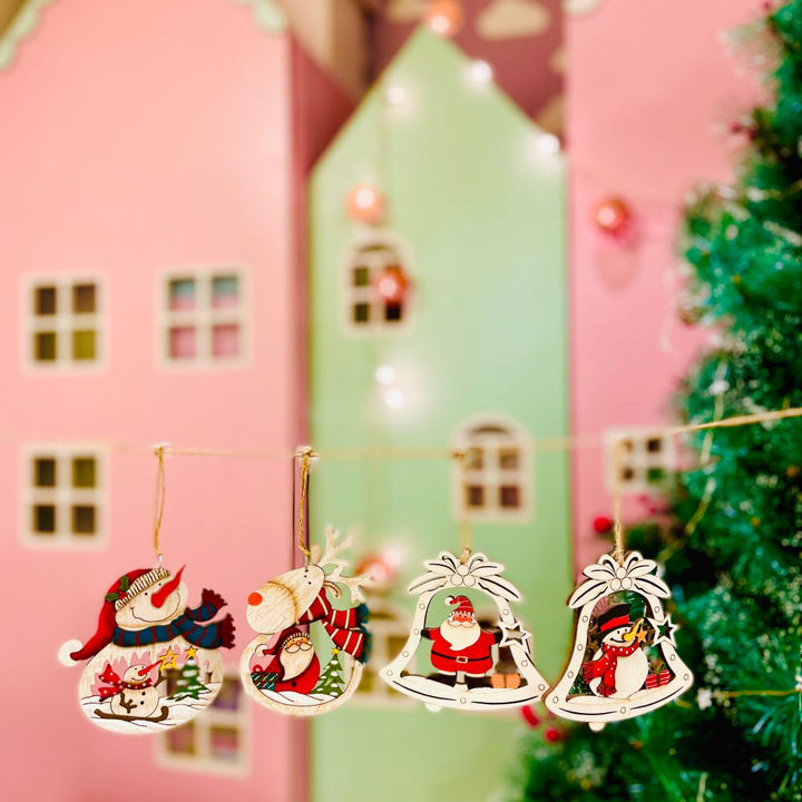Wooden Bell Ornament- Santa