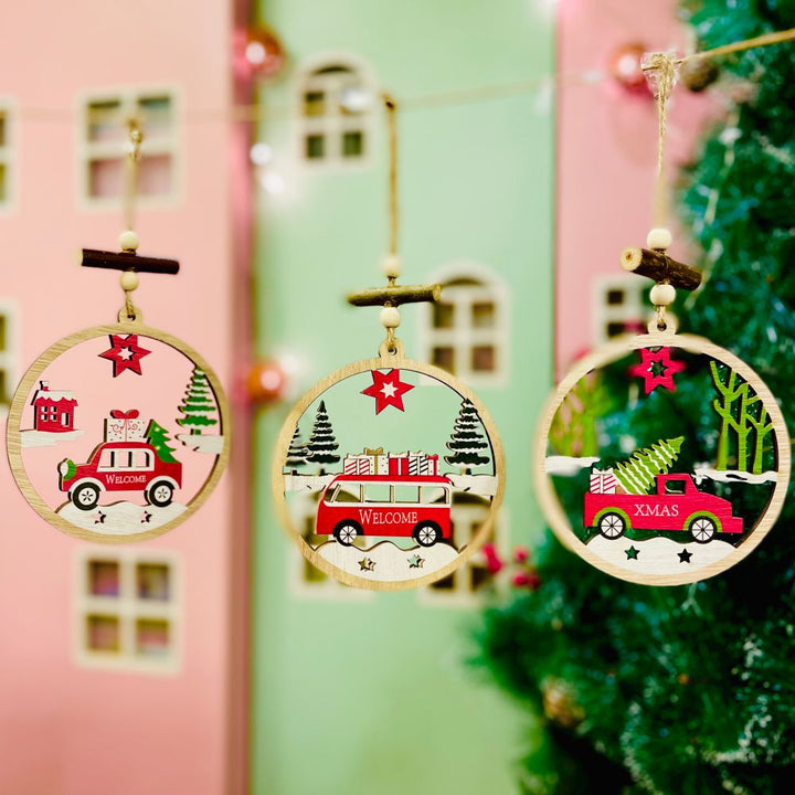 Wooden Christmas Transport Ornament- Bus