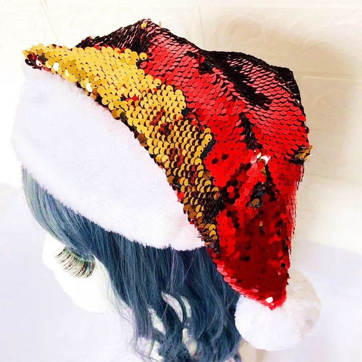 Babble Wrap Personalised Sequins Santa Caps -(Red And Gold)