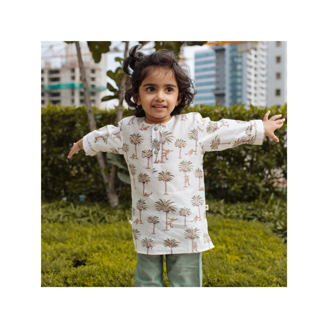 Chanderi Kurta Pyjama Set | Hand-Block Printed