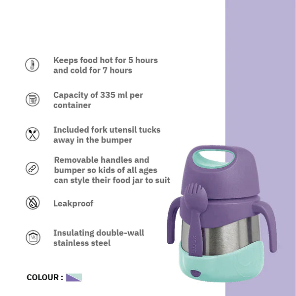 B.Box Mealtime Combo - Insulated Straw Sipper 500ml & Insulated Food Jar 335ml  Lilac Pop Purple