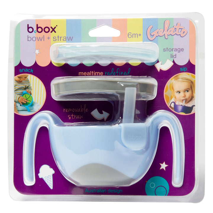 b.box Bowl + Straw Set  Bubblegum Light Blue - Sohii India