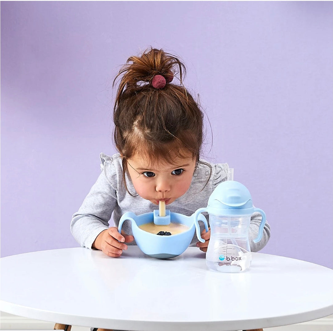 b.box Bowl + Straw Set  Bubblegum Light Blue - Sohii India