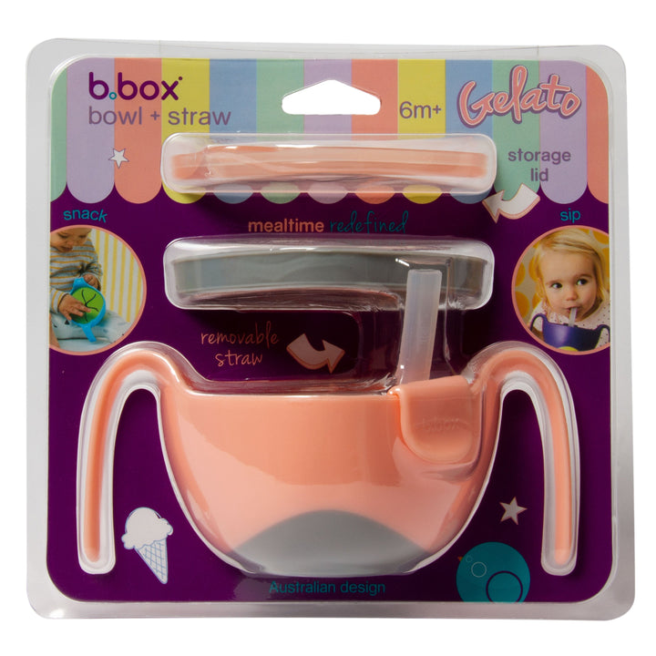 B.box Bowl + Straw set  Tutti Fruiti Light Pink - Sohii India