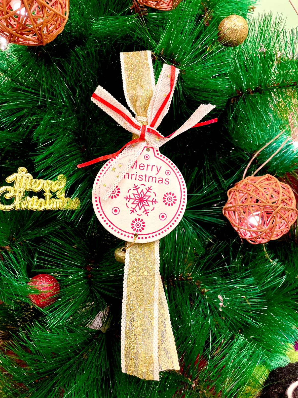Lacy Merry Christmas Ornament- White
