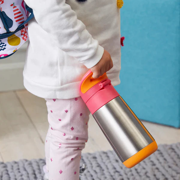 B.Box Schoolchild Combo - Insulated Straw Sipper 350ml & Snack Box Pink Orange