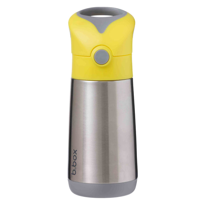 b.box Insulated Straw Sipper Drink Water Bottle 350ml- Lemon Sherbet Yellow Grey - Sohii India