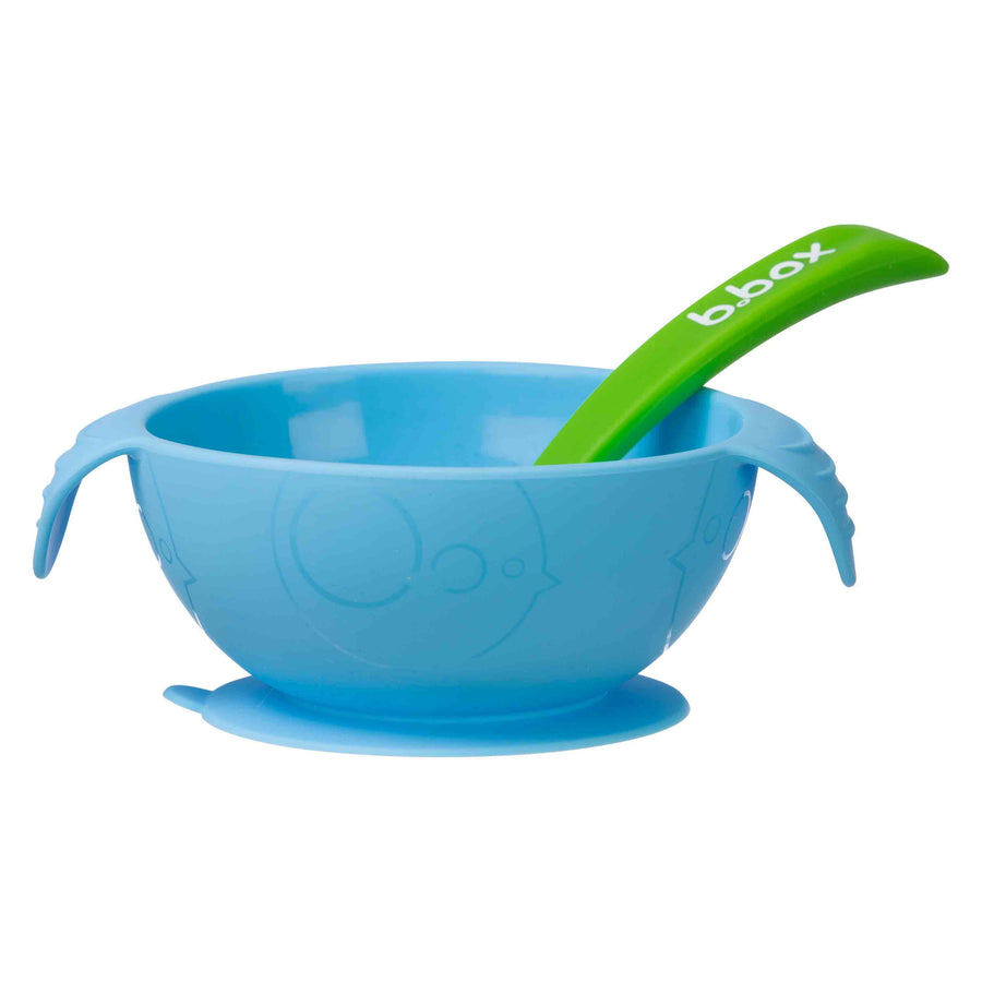 B.box Silione First Feeding Bowl Set with Spoon - Ocean Breeze Blue Green - Sohii India