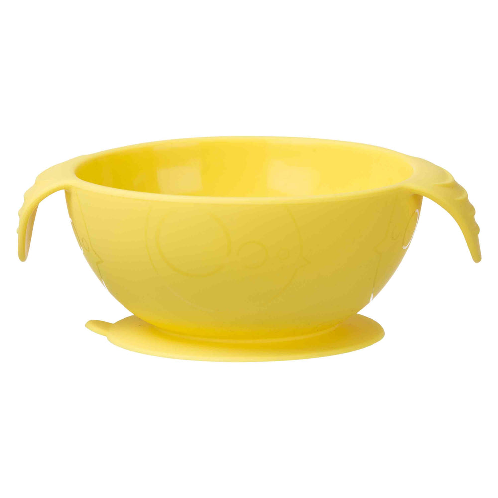 B.box Silione First Feeding Bowl Set with Spoon - Lemon Sherbet Yellow Grey - Sohii India