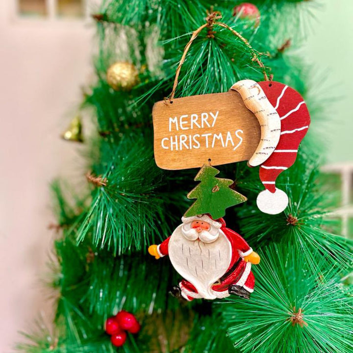Wooden Big Beard Santa ornament