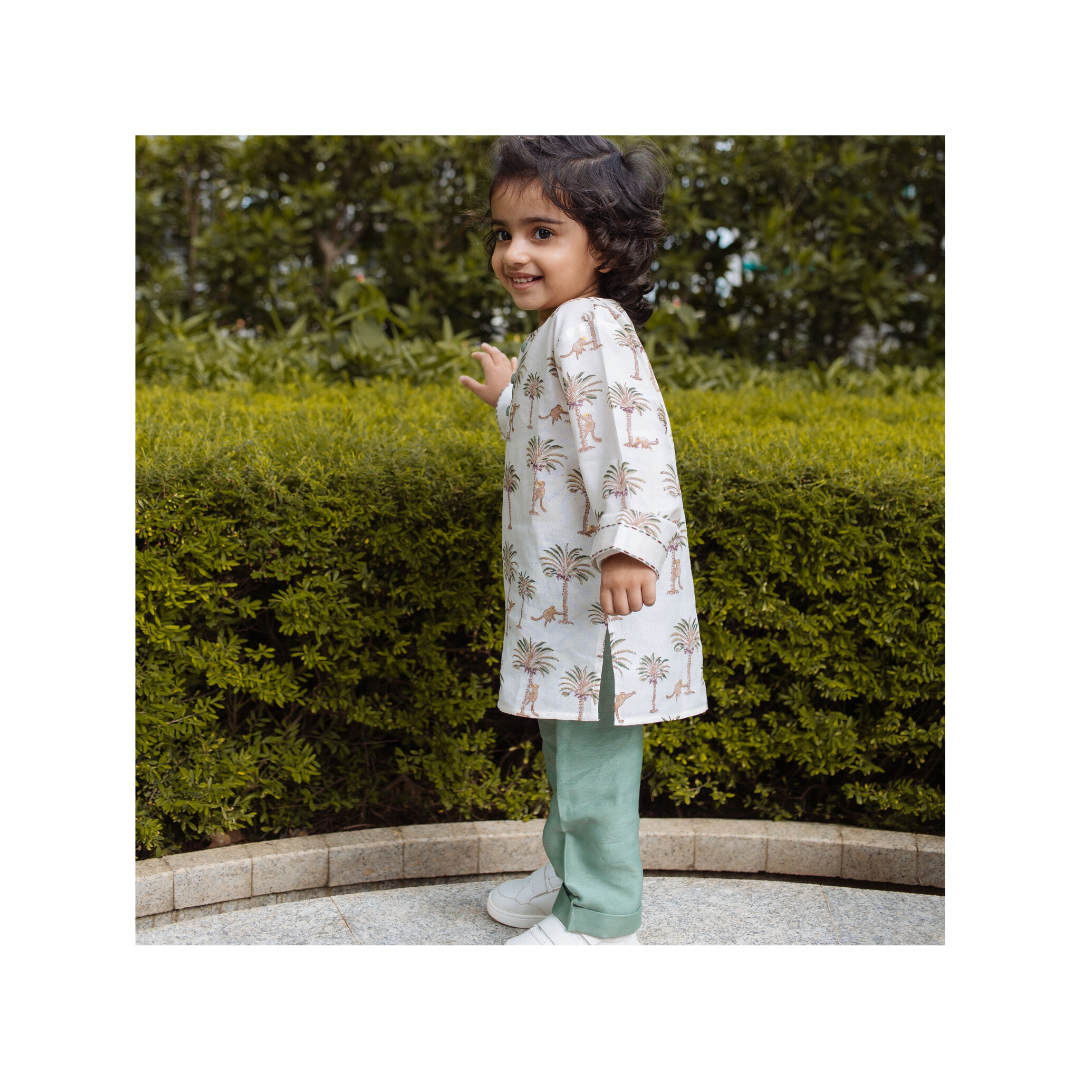 Chanderi Kurta Pyjama Set | Hand-Block Printed