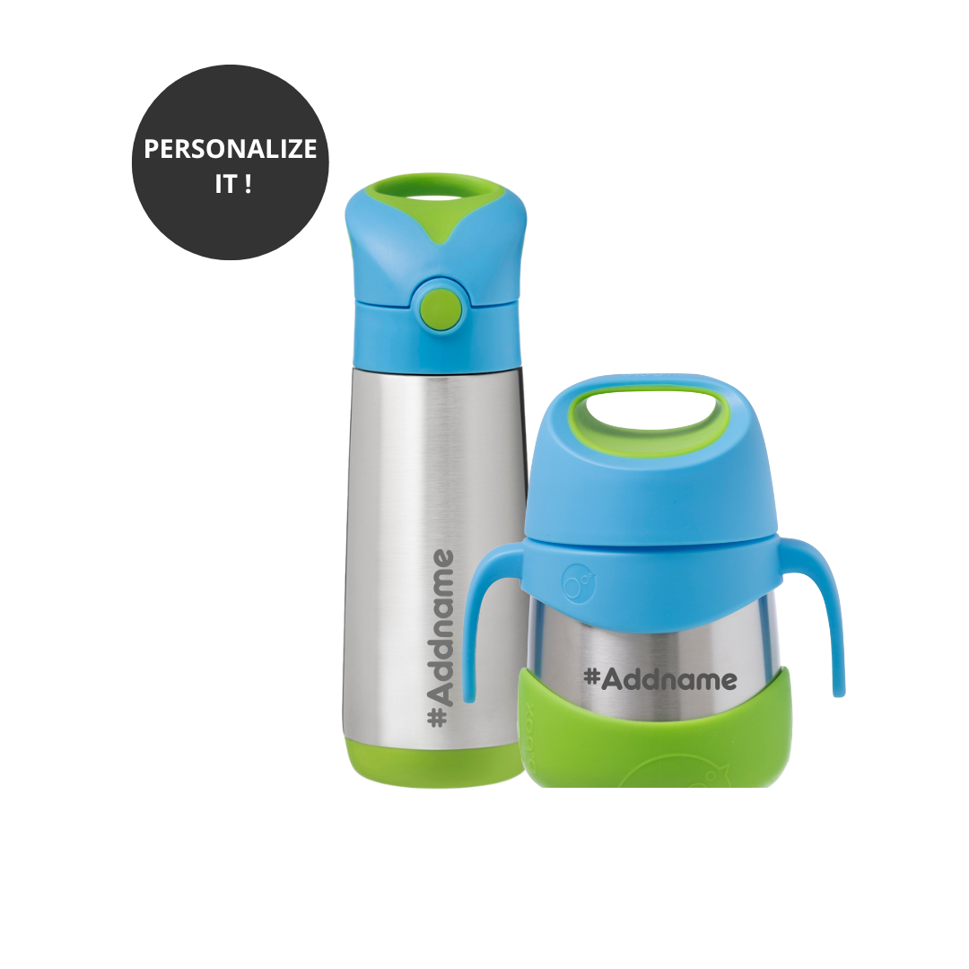 b.box Meal time Combo - Insulated Straw Sipper 500ml & Insulated Food Jar 335ml Blue Green - Sohii India