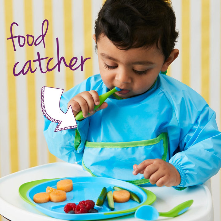 B.Box Smock Bib + Training Cup 240ml +  Silicone Suction Feeding Bowl Set with Spoon Strawberry Shake Pink Orange