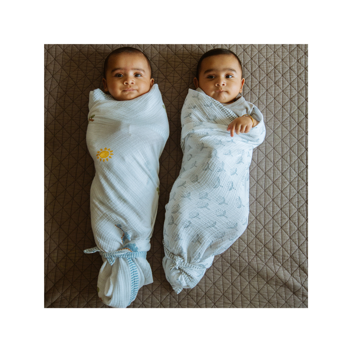 Organic Muslin Swaddle | Hand-Block Printed (Set of 2)