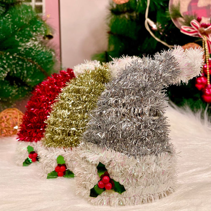 Streamer Santa Hat Ornament - Silver