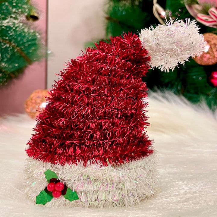 Streamer Santa Hat Ornament - Red