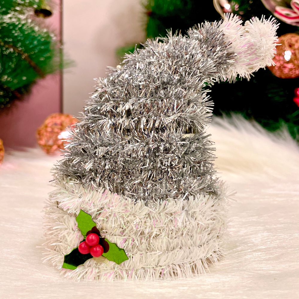 Streamer Santa Hat Ornament - Silver