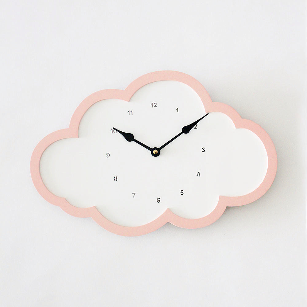 Cloud Clock - White - Pink Border